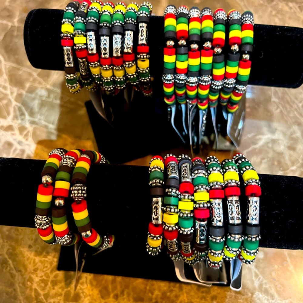 Bracelets for Rasta Jamaica Caribbean Red Green Yellow Hip-Hop street cultural
